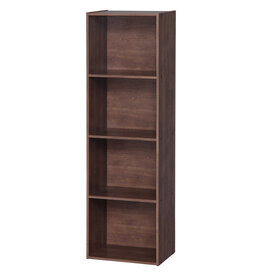 IRIS wooden storage shelf, 4 levels, CX-4FN, brown, W42 x D29.7 x H136.6 cm