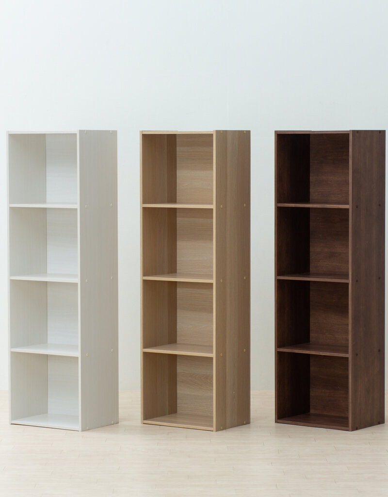 IRIS houten opslagplank, 4 niveaus, CX-4FN, bruin, W42 x D29,7 x H136,6 cm