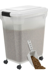 IRIS 45L brokjesbak voor 15 kg, luchtdicht, schop, wielen inbegrepen, voor honden en katten, ATS-L, wit