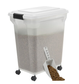 IRIS 45L brokjesbak voor 15 kg, luchtdicht, schop, wielen inbegrepen, voor honden en katten, ATS-L, wit