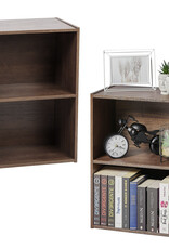 IRIS boekenkast, set van 2 accentmeubels, houten opslagkasten, CX-2, bruin