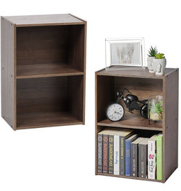 IRIS Bookcase, set of 2 accent furniture, wooden storage cabinets, CX-2, brown