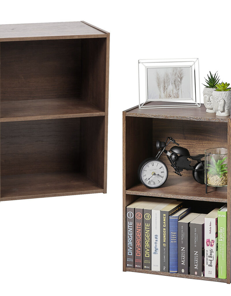 IRIS boekenkast, set van 2 accentmeubels, houten opslagkasten, CX-2, bruin