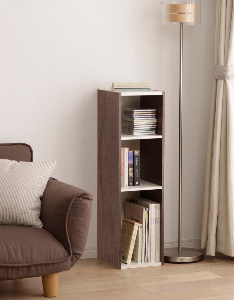 IRIS 3-plank opslagboekenkast, set van 2 accentmeubels, UB-9025, bruin