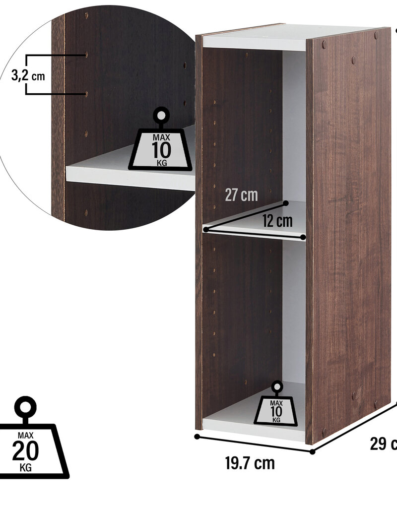 IRIS 2-plank opslagboekenkast, set van 2 accentmeubels, UB-6020, bruin
