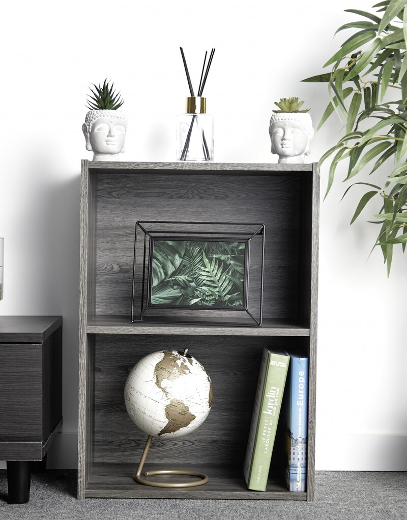 IRIS boekenkast, set van 2 accentmeubels, houten opslagkasten, CX-2, grijs eiken