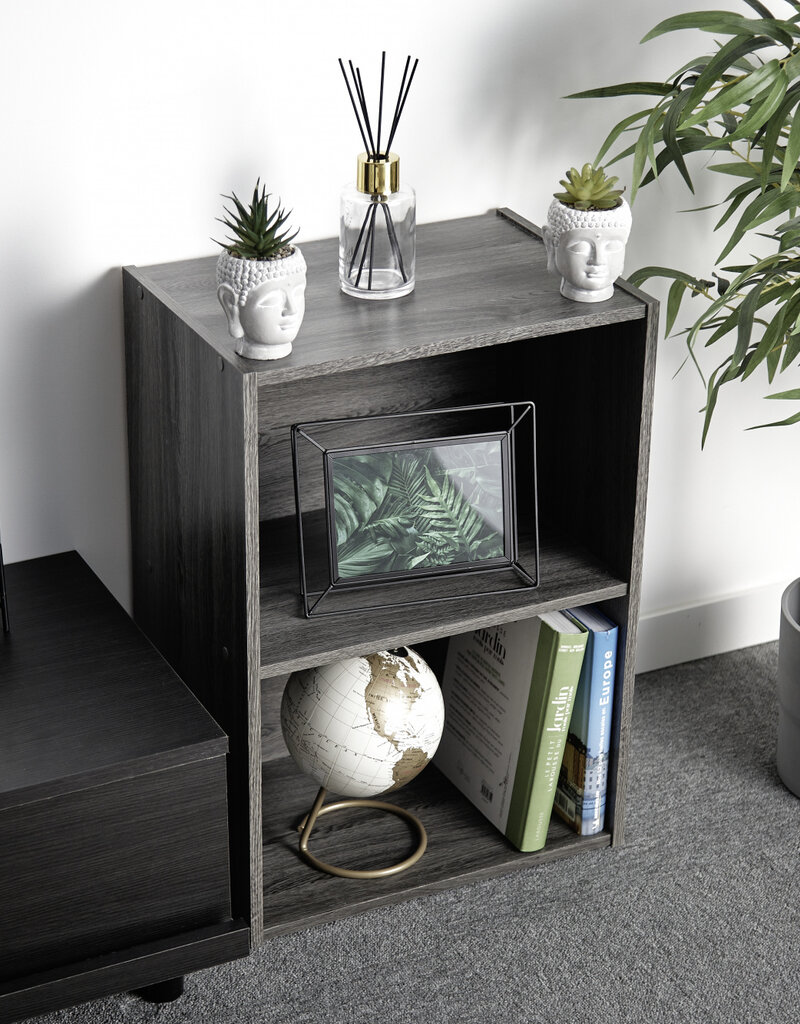 IRIS boekenkast, set van 2 accentmeubels, houten opslagkasten, CX-2, grijs eiken