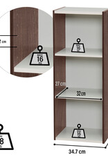 IRIS Opbergkast, boekenkast/ 3 modulaire planken, UB-9035, bruin, W29 x D34,7 x H88,2 cm