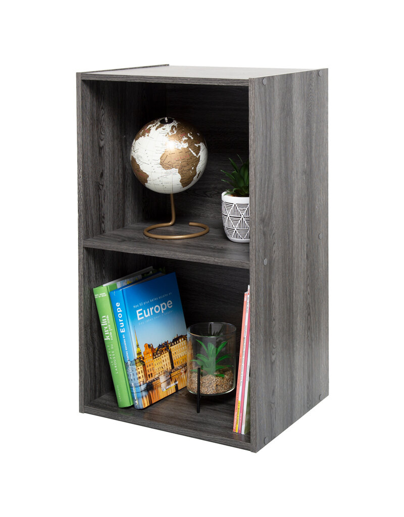 IRIS meubels, kantoorplank, boekenkast, modulair, massief, CX-2FN, grijs eikenhout, W29,7 x D42 x H69,2 cm