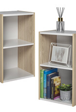 IRIS 2-plank opslagboekenkast, set van 2 accentmeubels, UB-6035, lichtbruin