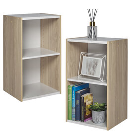 IRIS 2-shelf storage bookcase, set of 2 accent furniture, UB-6035, light brown