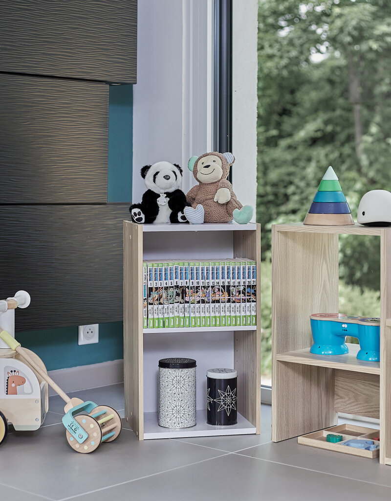 IRIS 2-plank opslagboekenkast, set van 2 accentmeubels, UB-6035, lichtbruin