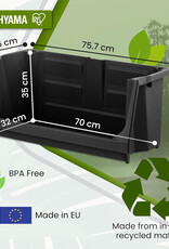 IRIS Set van 3 stapelbare plastic opbergbakken met open voorkant voor garage, tuin, SBIN-L, zwart