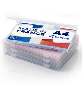 IRIS Documentenopslagdoos, Set van 4, Transparant, Capaciteit van 150 A4-vellen elk, PJC-A4
