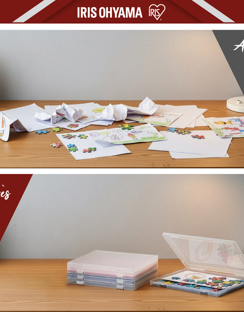 IRIS Documentenopslagdoos, Set van 4, Transparant, Capaciteit van 150 A4-vellen elk, PJC-A4