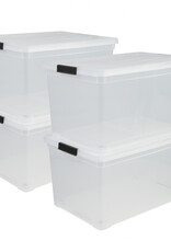 IRIS plastic opbergdoos op wielen, 50L, set van 4, Clear, NCS-320