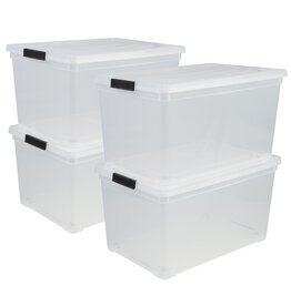 IRIS plastic opbergdoos op wielen, 50L, set van 4, Clear, NCS-320