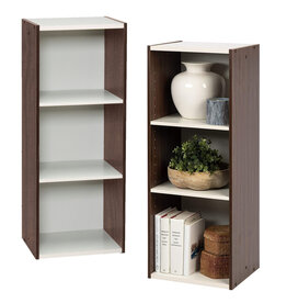 IRIS 3-shelf storage bookcase, set of 2 accent furniture - UB-9035, Brown