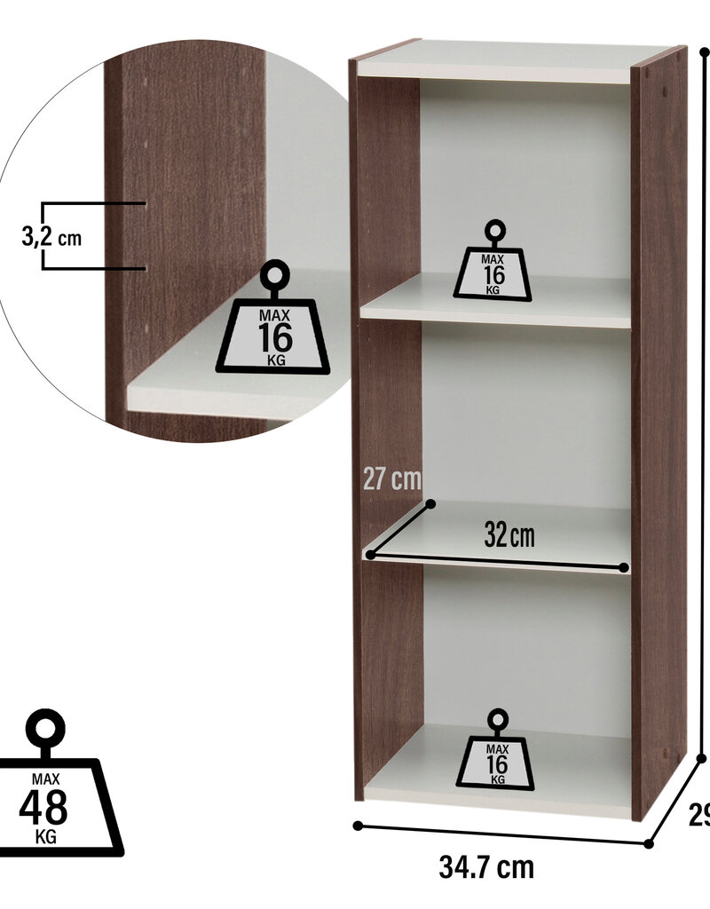 IRIS 3-plank opslagboekenkast, set van 2 accentmeubels - UB-9035, Bruin