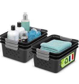 IRIS Multifunctional plastic shelf baskets, 5L, set of 6, black, OSB-S