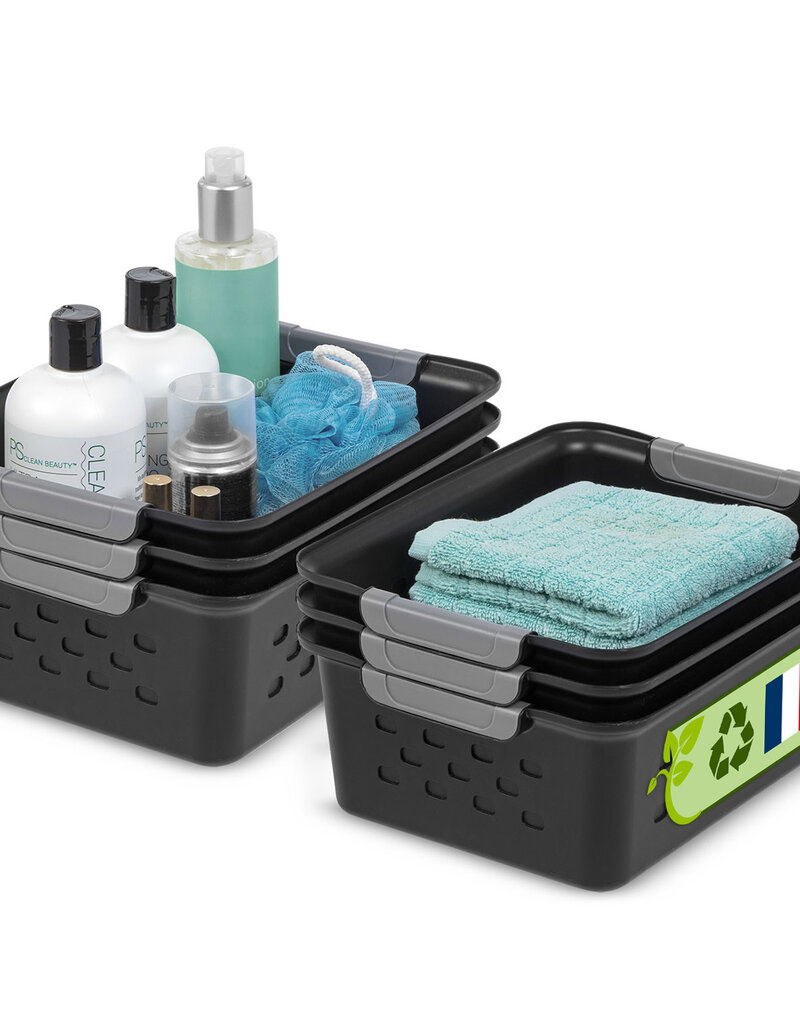 IRIS Multifunctionele plastic plankmanden, 5L, set van 6, zwart, OSB-S