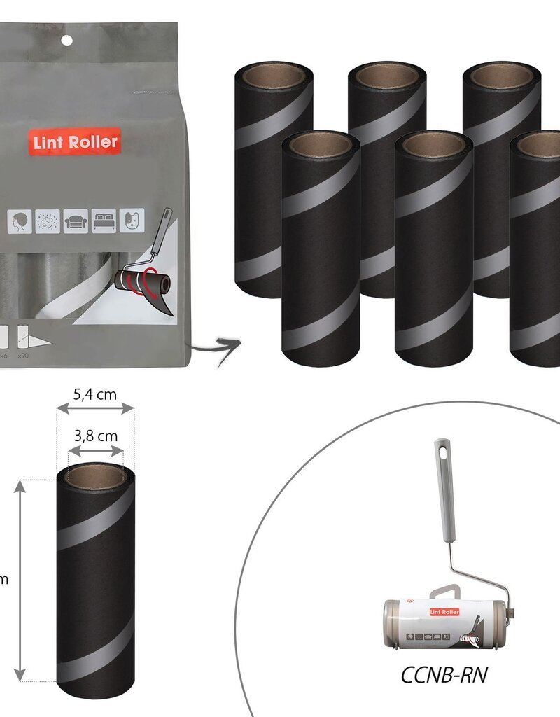 IRIS #Lint Roller Spare 6roll CCNS-6RN Black