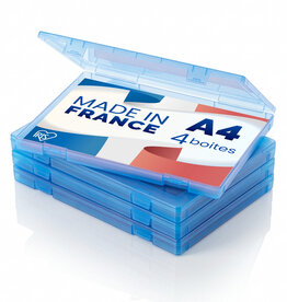 IRIS Documentenopbergdoos, Set van 4, Blauw, Capaciteit van 150 A4-vellen elk, PJC-A4