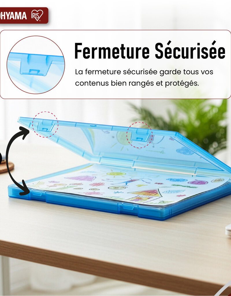 IRIS Documentenopbergdoos, Set van 4, Blauw, Capaciteit van 150 A4-vellen elk, PJC-A4