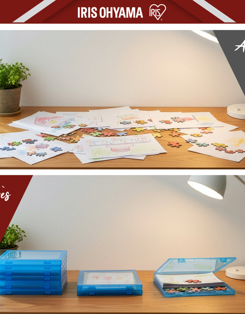 IRIS Documentenopbergdoos, Set van 4, Blauw, Capaciteit van 150 A4-vellen elk, PJC-A4