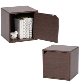 IRIS Iris Ohyama storage shelf bookcase with door, set of 2 accent furniture, QR-34D, brown