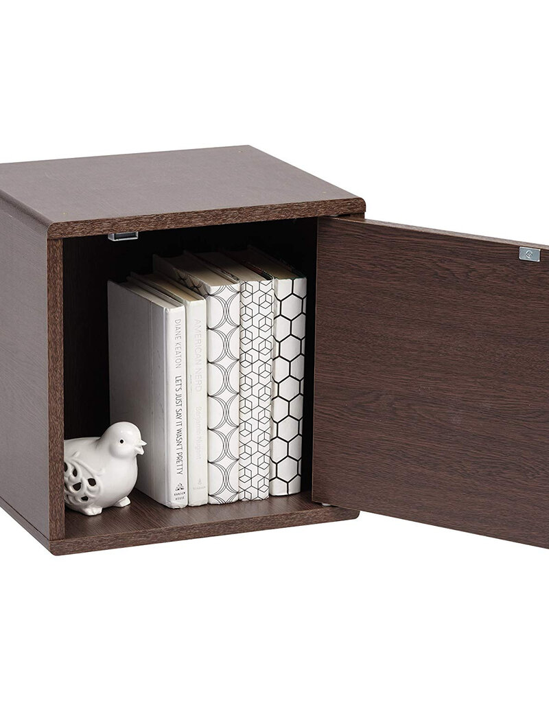 IRIS Iris Ohyama opslagplank boekenkast met deur, set van 2 accentmeubels, QR-34D, bruin