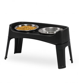 IRIS Double Raised Bowls, with Removable Stand, for Dogs, PEF-L, Black