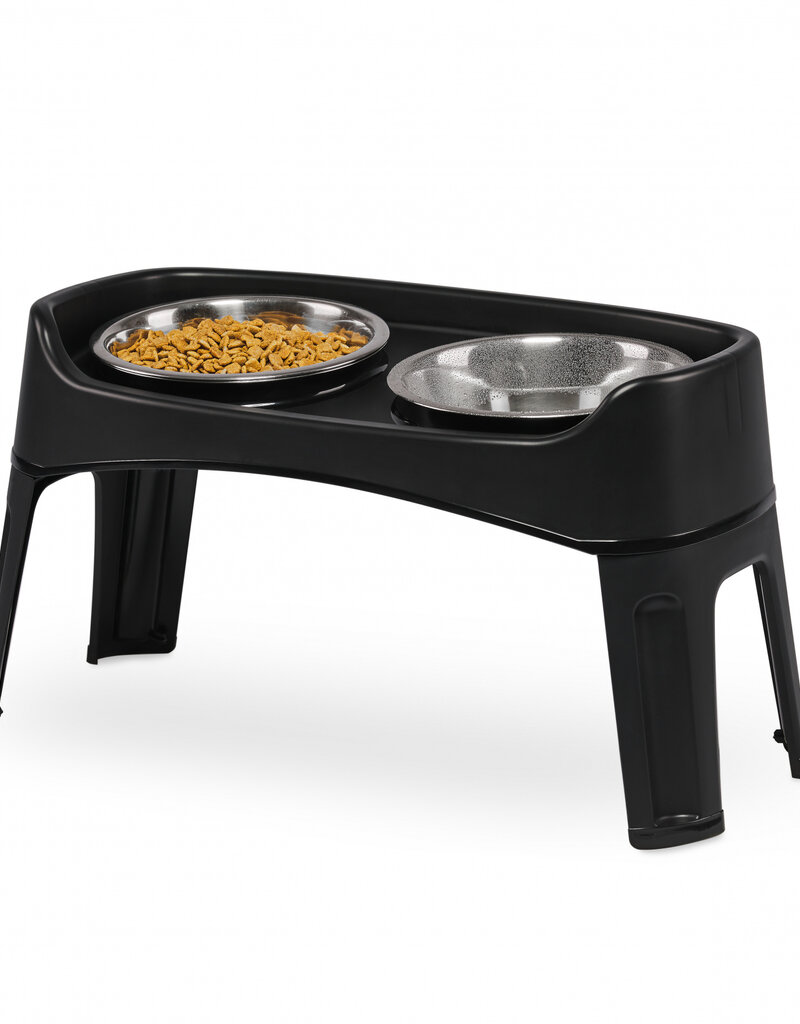 IRIS Dubbele Verhoogde Kommen, met Verwijderbare Standaard, voor Honden, PEF-L, Zwart