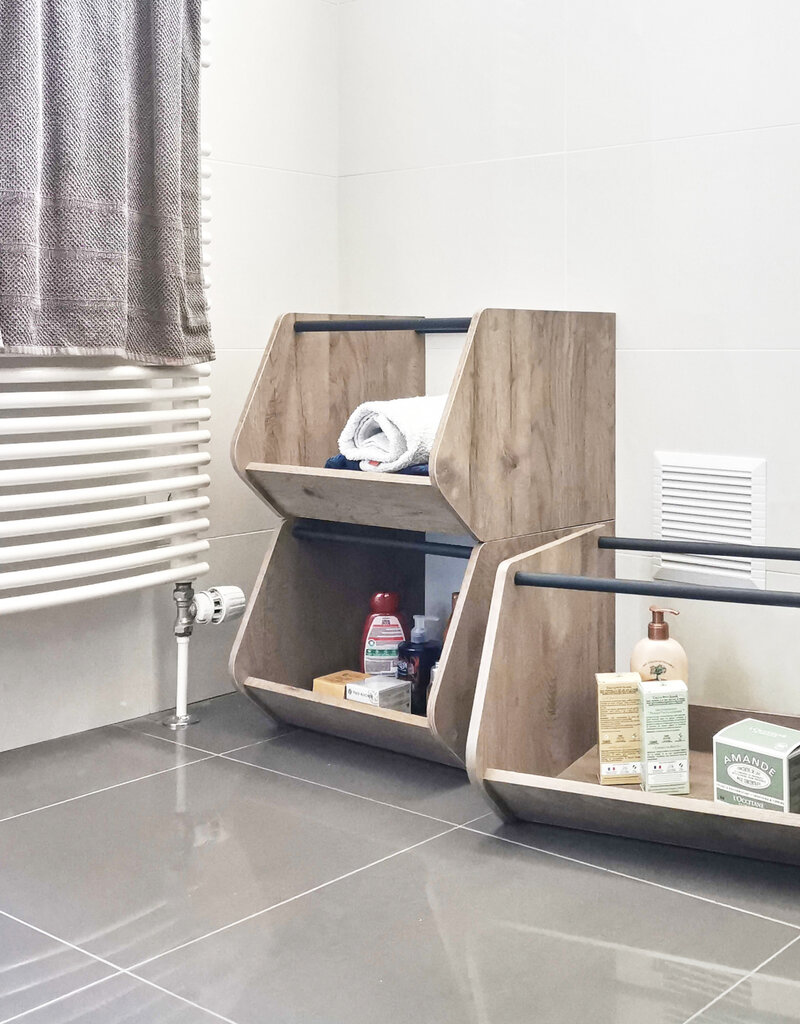 IRIS opbergplank, occasionele kast, 1 deur, stapelbaar, IWB-400, Ashbrown, W40 x D38,8 x H91,7 cm