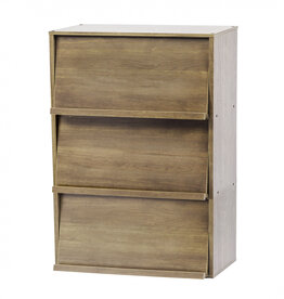 IRIS furniture, bookcase, storage shelf with 3 doors, CHR-3, ash brown, W59 x D40.7 x H83.6 cm