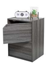 IRIS opbergboekenkast, kast met 2 deuren en 2 planken, MDB-2D - Grijze Eikenhout, W29 x D36,6 x H49,4 cm