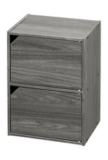 IRIS opbergboekenkast, kast met 2 deuren en 2 planken, MDB-2D - Grijze Eikenhout, W29 x D36,6 x H49,4 cm