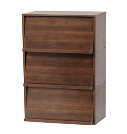 IRIS furniture, bookcase, storage shelf with 3 doors, CHR-3, brown, W40.7 x D59 x H83.6 cm