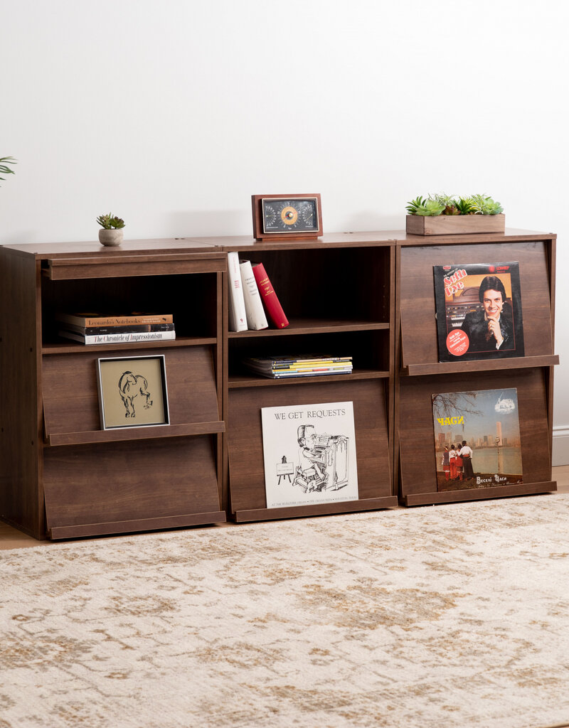 IRIS meubels, boekenkast, opbergplank met 3 deuren, CHR-3, bruin, W40,7 x D59 x H83,6 cm