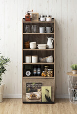 IRIS houten opbergboekenkast met 1 opvouwdeur, IWMG-5, W59 x D34,5 x H12cm, Asbruin