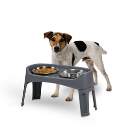 IRIS Double Raised Bowls, with Removable Stand, for Dogs, PEF-L, Grey