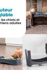 IRIS Dubbele Verhoogde Kommen, met Verwijderbare Standaard, voor Honden, PEF-L, Grijs