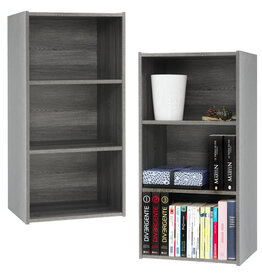 IRIS Storage cabinet, set of 2 wooden storage shelves with doors, MDB-3, gray oak wood