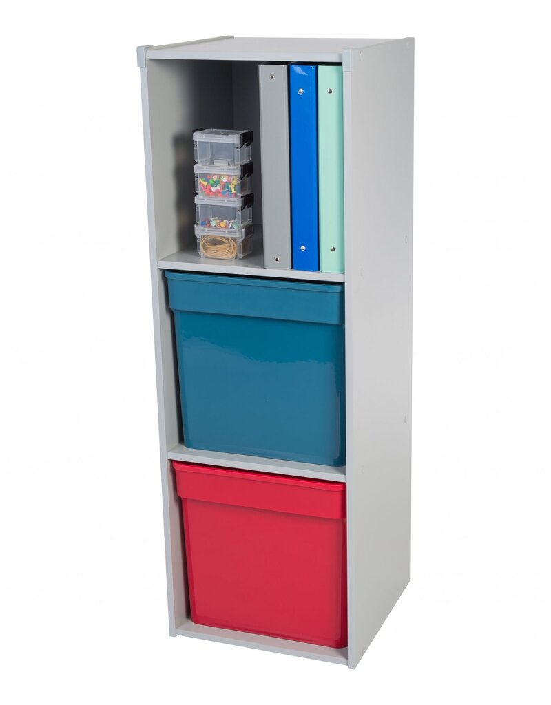 IRIS Kindermeubels, boekenkast, speelgoedorganisator, KCX-3 - grijs, W35,4 x D35,1 x H104,4 cm