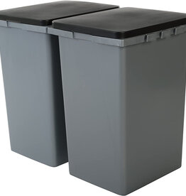 IRIS Set of 2 waste bins, 45 L, Clip-on, L38 x W33.5 x H55 cm, grey / black