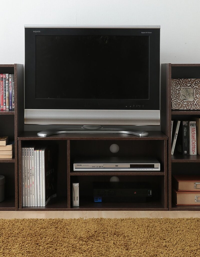 IRIS TV-meubel, TV-meubel, TV-bank met scherm tot 43 inch, MDB-3S-Brown, W29 x D73,2 x H36,6 cm