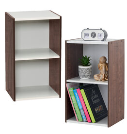IRIS 2-shelf storage bookcase, set of 2 accent furniture, UB-6035, Brown