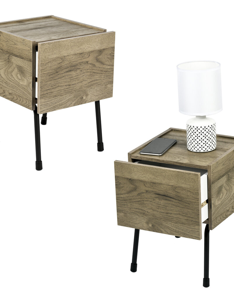 IRIS plank/kleine opslagkast, set van 2 accentmeubels, IWST-300, asbruin