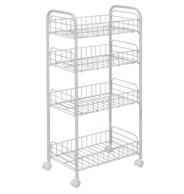 IRIS Trolley, Trolley, Tray, Storage service, 4 niche levels, On wheels, DMC-4, White, W25 x D40 x H85 cm