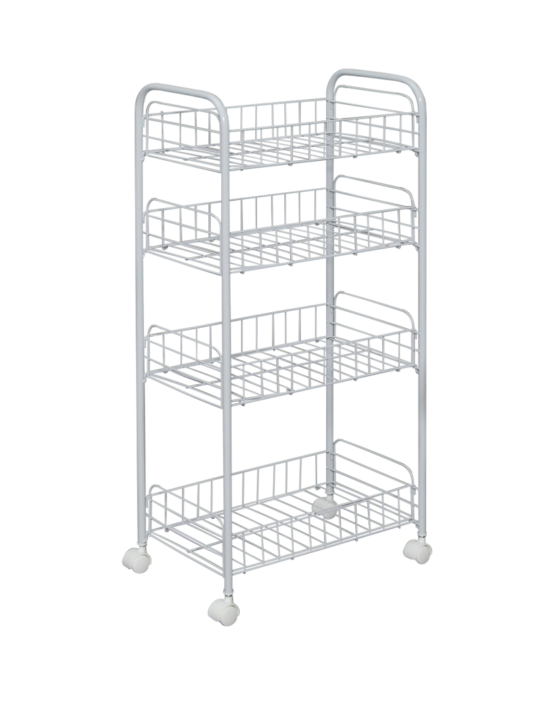 IRIS Trolley, Trolley, Tray, Opslagservice, 4 nicheniveaus, Op wielen, DMC-4, Wit, W25 x D40 x H85 cm